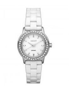 DKNY NY8529 Ladies Ceramic Bracelet Polished Steel Cystal Watch