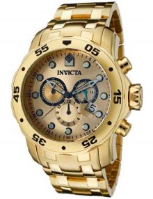 Invicta Men's 0074 "Pro Diver" Mens Chronograph 18k Gold-Plated Steel Watch