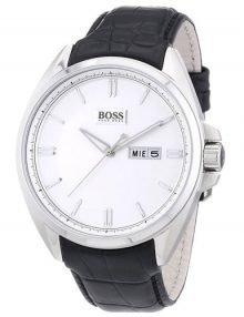 Hugo Boss 1512875 Driver Day/Date leather Band White Dial Classic Gents Watch