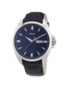Hugo Boss 1512877 Driver Day/Date leather Band blue Dial Classic Mens Watch