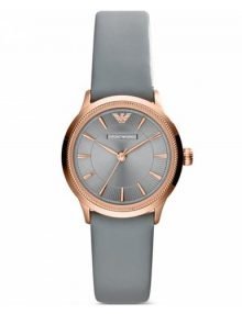 Emporio Armani AR1806 Womens Classic Grey Dial Watch with Grey leather Strap