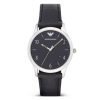 Emporio Armani AR1865 Gents Beta Black leather Watch with Silver Stainless Steel Case
