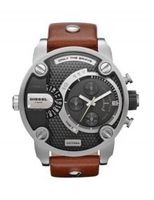 Diesel DZ7264 Mens Brown leather Band Quartz Watch with Black Dial