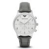 Emporio Armani AR1861 Mens Classic Silver Dial Watch with Leather Band