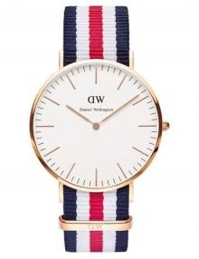 Daniel Wellington 0102DW Males Classic Canterbury Eggshell White Dial Striped Watch 40mm