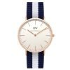 Daniel Wellington 0104DW Mens Classic Glasgow Eggshell Blue & White Nylon Strap Watch 40mm