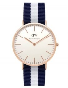 Daniel Wellington 0104DW Mens Classic Glasgow Eggshell Blue & White Nylon Strap Watch 40mm