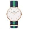 Daniel Wellington 0105DW Males Classic Warwick Eggshell Blue & Green Nylon Strap Watch 40mm