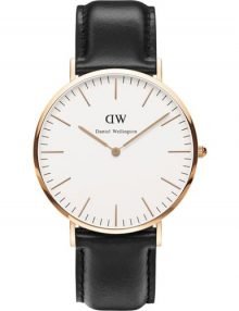 Daniel Wellington 0107DW Gents Classic Sheffield White Dial Black Leather Strap Watch 40mm