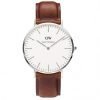 Daniel Wellington 0207DW Males Classic St Mawes Silver Case Brown Leather Band Watch 40mm
