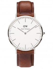 Daniel Wellington 0207DW Males Classic St Mawes Silver Case Brown Leather Band Watch 40mm