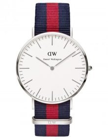 Daniel Wellington 0601DW Ladies Trinity Eggshell White Dial Navy & Red Navy Strap Watch 36mm