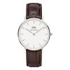 Daniel Wellington 0610DW Womens Classic York White Dial Brown Leather Band Watch 36mm