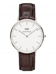 Daniel Wellington 0610DW Womens Classic York White Dial Brown Leather Band Watch 36mm
