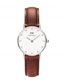 Daniel Wellington 0920DW Females Classy White Dial Brwon Leather Band Watch 26mm