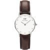 Daniel Wellington 0923DW Classy Bristol White Dial Brown Leather Band Watch 26mm