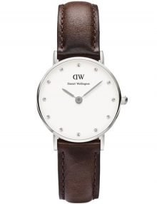 Daniel Wellington 0923DW Classy Bristol White Dial Brown Leather Band Watch 26mm