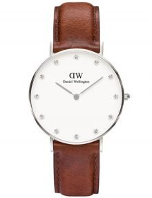 Daniel Wellington 0960DW Womens Classic St Mawes White Dial Brown Leather Band Watch 34mm