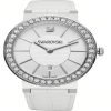 Swarovski 1094360 Silver Dial Womens Watch with White Leather Strap