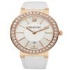 Swarovski 1094362 Gold Tone Stainless Case Ladies Watch with White Leahter Strap