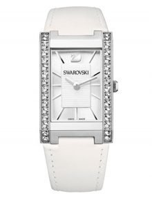 Swarovski 1094368 Citra Square Womens Silver Dial Watch with White Leather Band