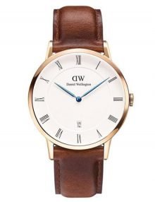 Daniel Wellington 1100DW Dapper St. Mawes Rose Gold Case Males Watch with Brown Leather Band