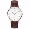 Daniel Wellington 1123DW Gents Dapper Bristol Silver Watch with Brown Leather Band
