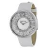 Swarovski Crystalline 1135991 women's silver watch - sparkling oversize steel case leather band