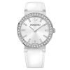 Swarovski 1185826 Citra Sphere Silver Dial Stainless Steel Crystal Case Watch with White Leather Strap