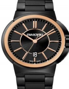 Swarovski 1193960 Piazza Grande Rose Gold Black Stainless Steel Gents Watch
