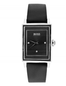 Hugo Boss 1502348 Black Angular Ladies Watch with Leather Band