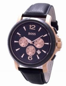 Hugo Boss 1512457 Gents Black Chronograph Leather Band Watch