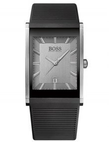 Hugo Boss 1512981 Centaur Modern Black Dial Blackrubber Men's Retangular Watch