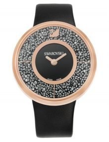 Swarovski 5045371 Crystalline Black Leather Band Womens Watch