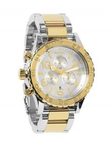 Nixon Men's 42-20 Chrono Analog Watch, Color: Silver / Champagne gold plated stainless steel