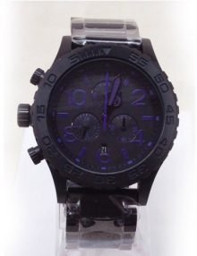 Nixon A037714 CHRONO ALL BLACK / PURPLE Watch
