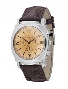 Emporio Armani AR0286 Chronograph Brown Genuine Leather Mens Watch
