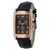 Emporio Armani Rectangle rose gold plated stainless steel Watch Black Croc Leather Unisex Watch AR0293 $319.95 -designerswatch.Com