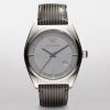 Emporio Armani AR0366 Mens Classic Grey Dial Watch with Calfskin Strap