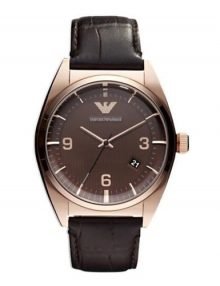 Emporio Armani AR0367 Mens Classic 3-Hand with Date Brwon Watch
