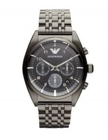 Emporio Armani AR0374 Men's Classic Grey IPstainless steelstainless steel Bracelet Textured Dial Chronograph Watch