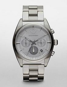 Emporio Armani XL AR0375 Men's Black Dial Chronograh Display Watch with Silverstainless steelstainless steel Plated