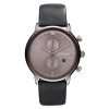 Emporio Armani Gents' Unique Matt Looking Grey Dial Chronograph Black Dial Watch AR0388 with Leather Band