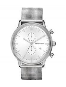 Emporio Armani Classic Chronograph Silver Mesh Band Men's watch AR0390 $239.95 - designerswatch.Com