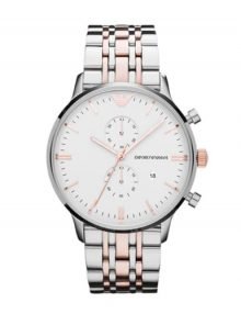 Emporio Armani Classic Gents'stainless steelstainless steel & rose gold plated stainless steel Back White Chronograph Watch AR0399