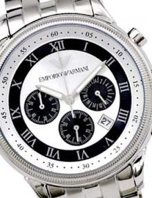 Emporio Armani AR0566 Silver Stainless Steel Mens Chronograph Watch