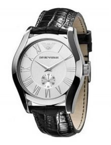 Emporio Armani AR0675 Asia Exclusive Edition Gents Silver Dial Black Leather Band Watch