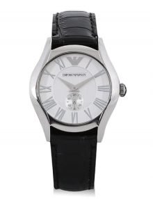 Emporio Armani AR0676 Womens Black Leather Band with Silver Tone Watch
