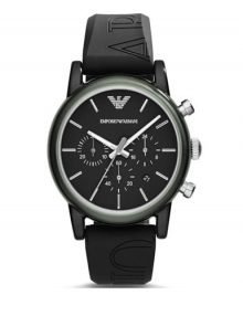 Emporio Armani Men's AR1053 Classic Black Chronograph Silicone Watch