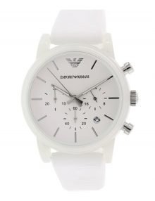 Emporio Armani AR1054 Women's Classic White Silicone Analog Quartz Watch with White Dial